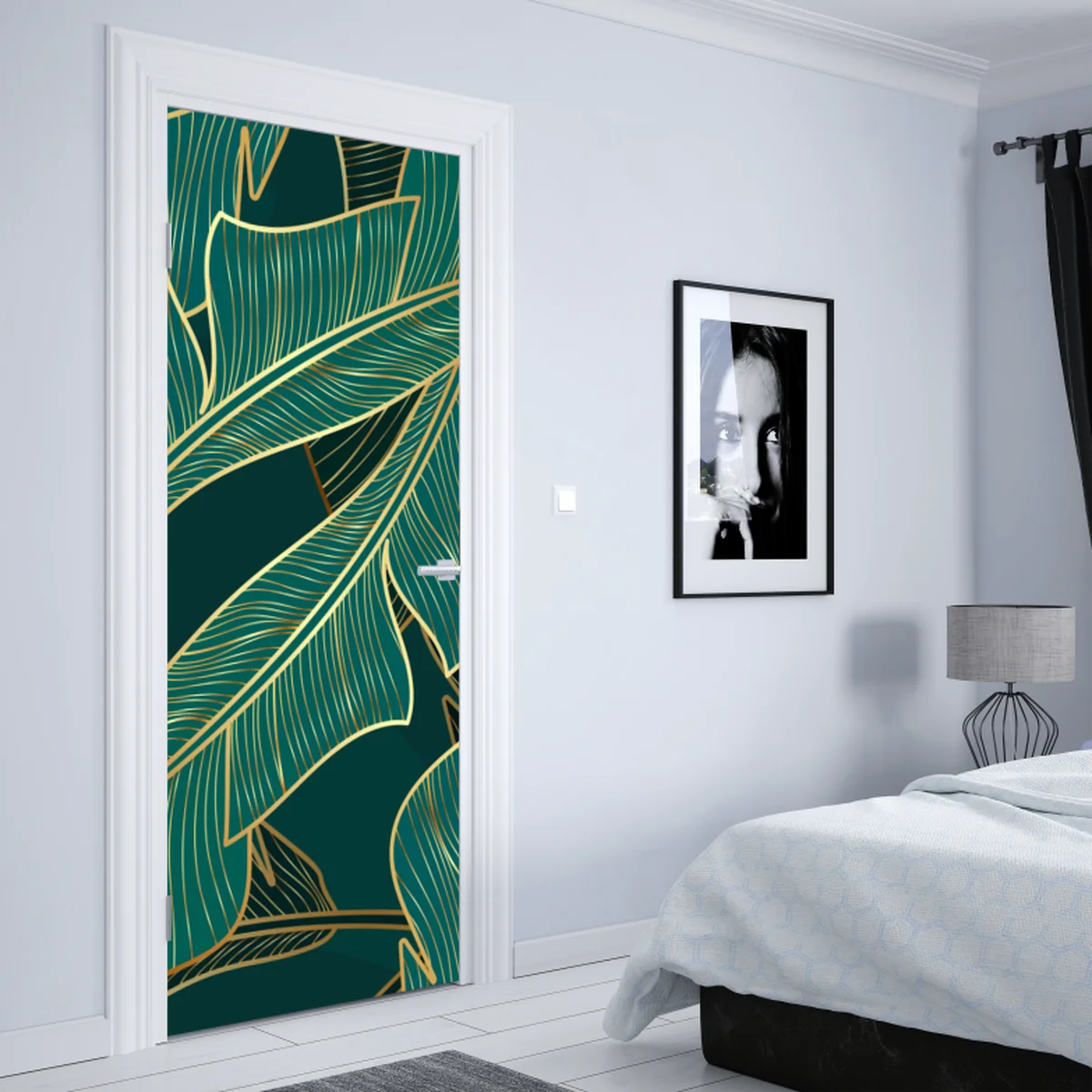 Türaufkleber goldene tropische bananenblätter Türaufkleber goldene tropische bananenblätter