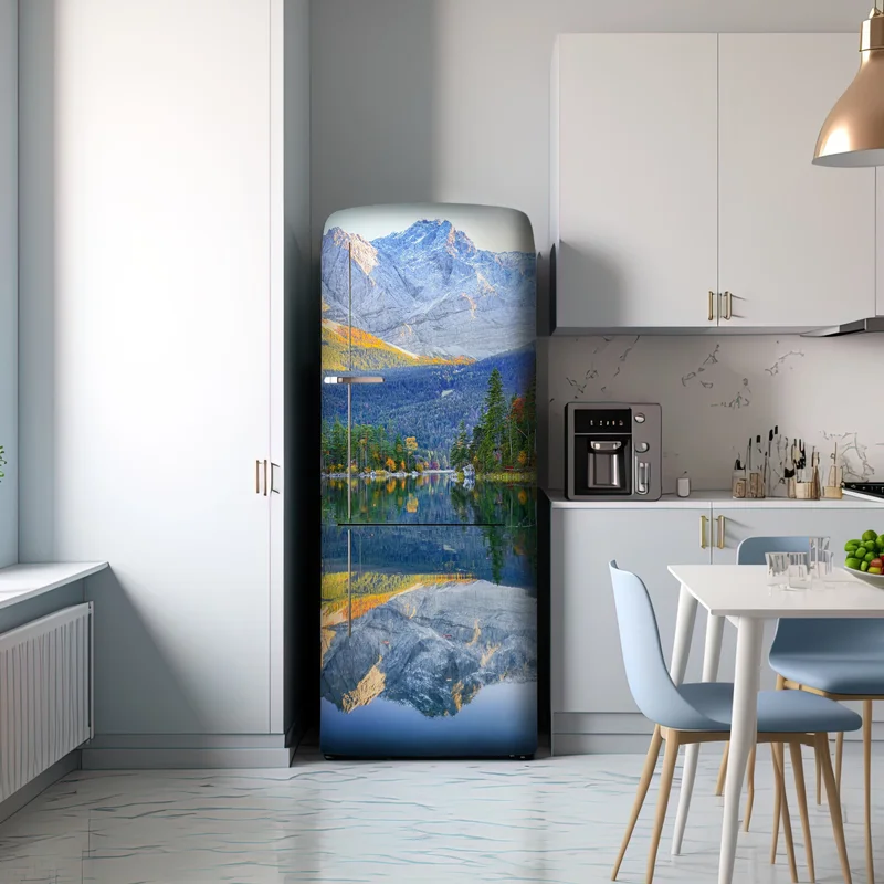 Kühlschrankaufkleber herbstliche spiegelung am Eibsee bei Zugspitze