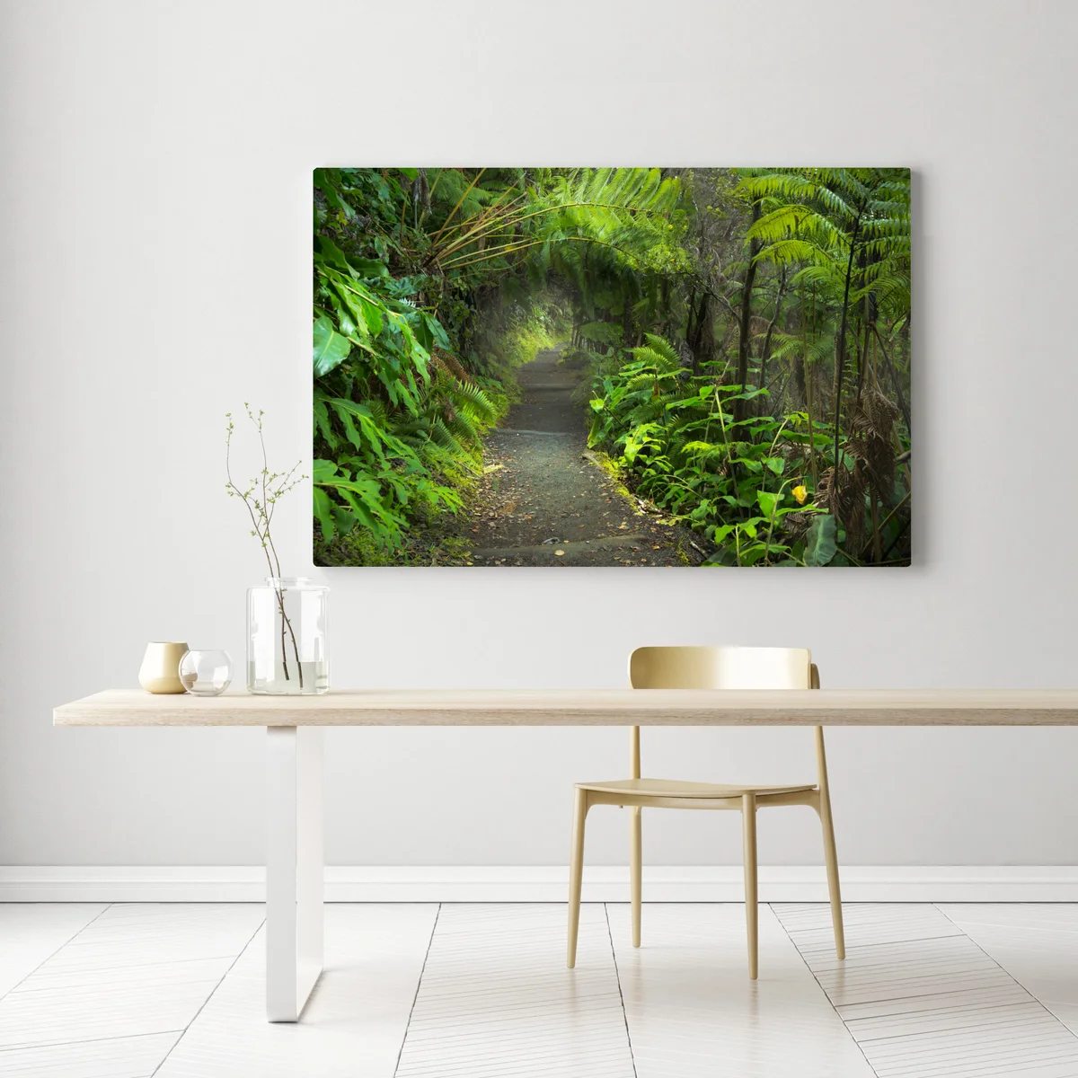 Leinwandbild üppiger regenwaldpfad im Kilauea Iki, Hawaii Leinwandbild üppiger regenwaldpfad im Kilauea Iki, Hawaii