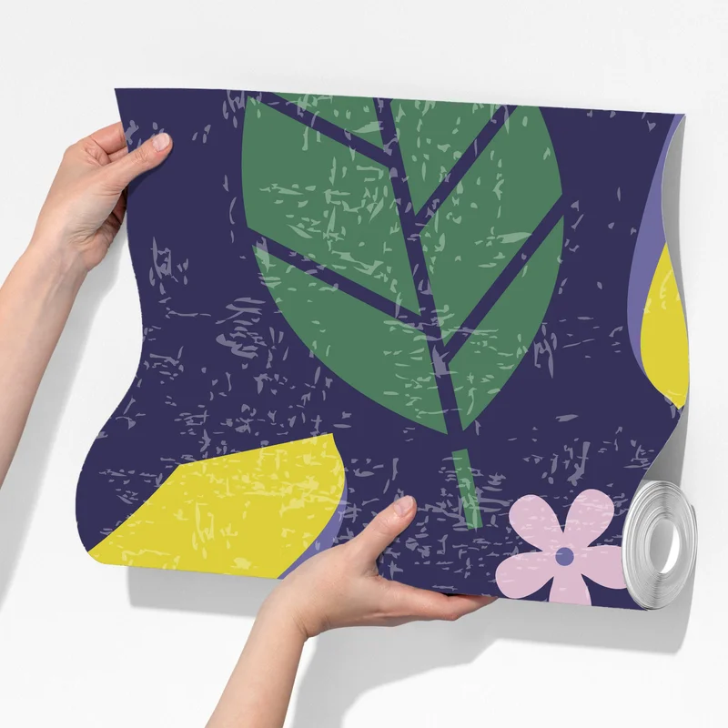 Fototapete verspieltes pflaumenmuster mit blättern Fototapete verspieltes pflaumenmuster mit blättern