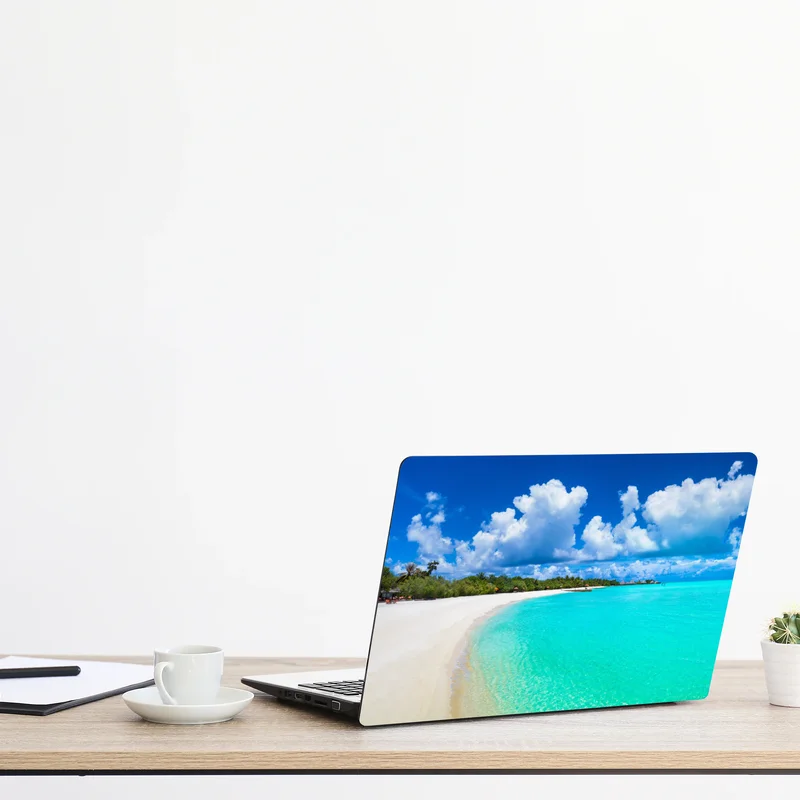 Naklejka na laptopa Malediwy turkusowa plaża panorama Naklejka na laptopa Malediwy turkusowa plaża panorama