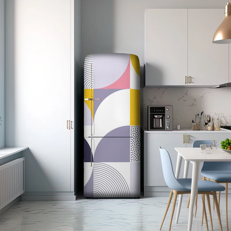 Kühlschrankaufkleber pastellfarbenes geometrisches muster mit halbkreisen