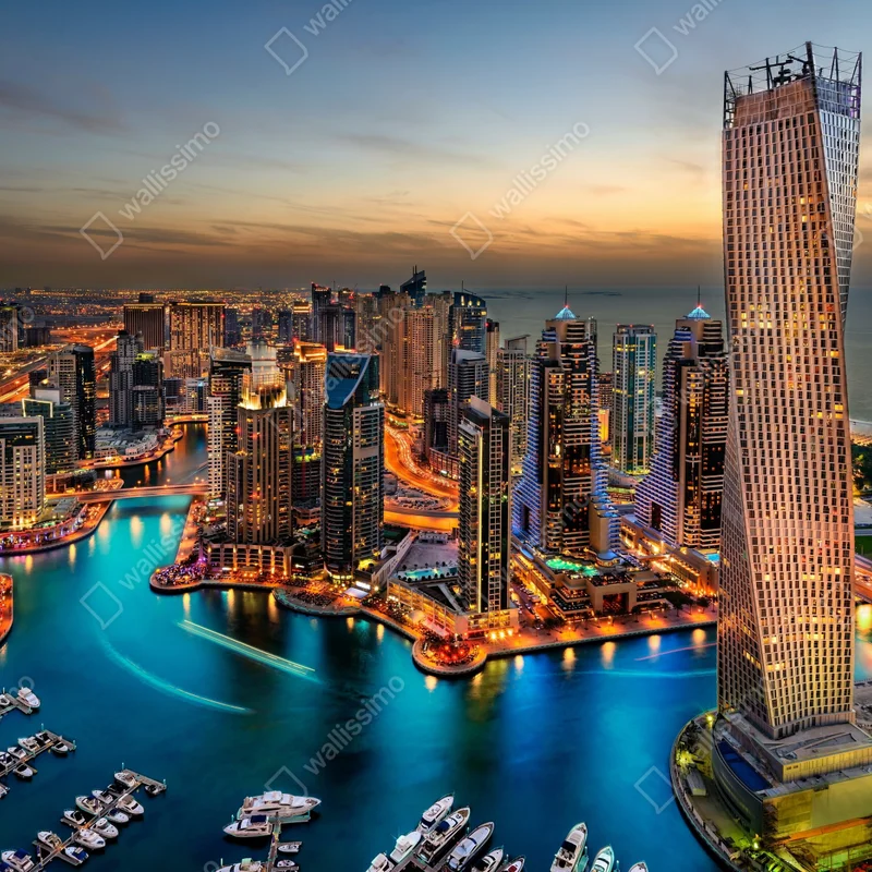 Leinwandbild Dubai marina skyline bei dämmerung Leinwandbild Dubai marina skyline bei dämmerung