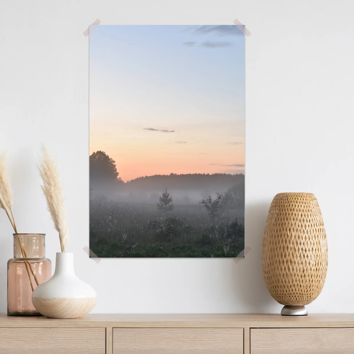 Poster Morgennebel auf der Waldlichtung • Poster bei Wallnifity® Poster Morgennebel auf der Waldlichtung • Poster bei Wallnifity®