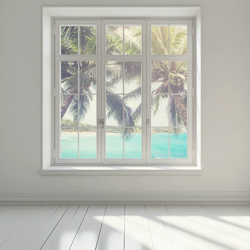 Fensteraufkleber tropische kokospalmen am türkisfarbenen meer Fensteraufkleber tropische kokospalmen am türkisfarbenen meer