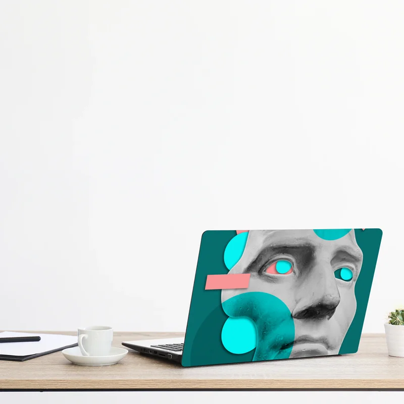 Laptop-Aufkleber abstrakte klassische maske in türkis und rosa