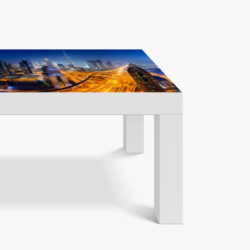 Tischaufkleber und Schreibtischaufkleber panorama der nächtlichen skyline von Dubai