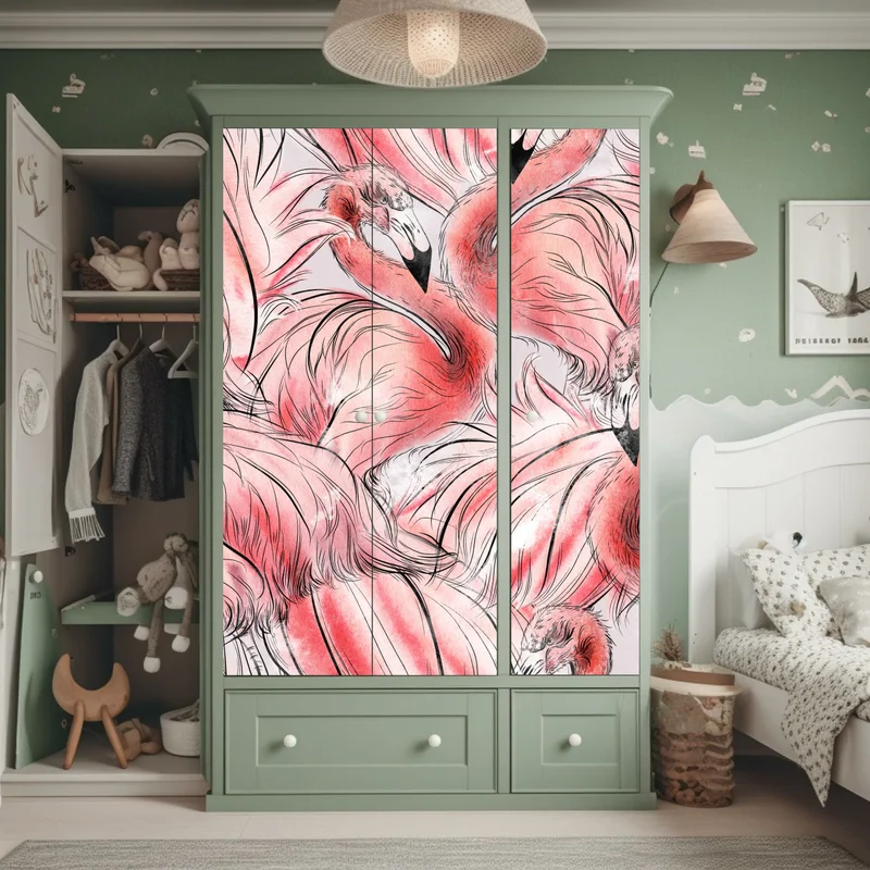 Schrankaufkleber aquarell flamingo nahtloses muster