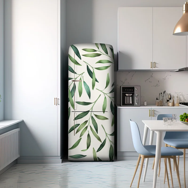 Kühlschrankaufkleber grünes aquarell blättermuster Kühlschrankaufkleber grünes aquarell blättermuster