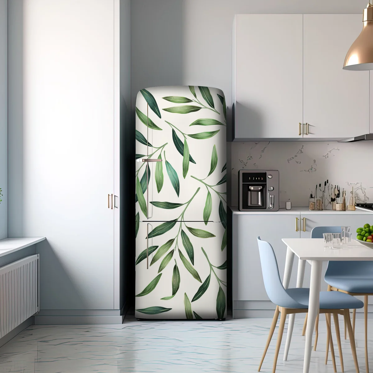 Kühlschrankaufkleber grünes aquarell blättermuster Kühlschrankaufkleber grünes aquarell blättermuster