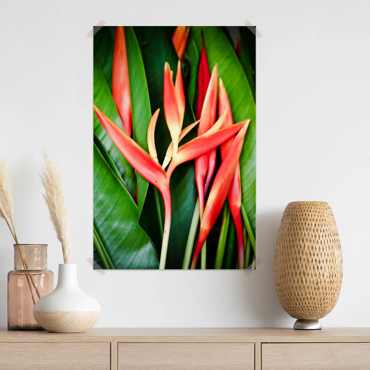 Poster leuchtende tropische heliconia-blüten Poster leuchtende tropische heliconia-blüten