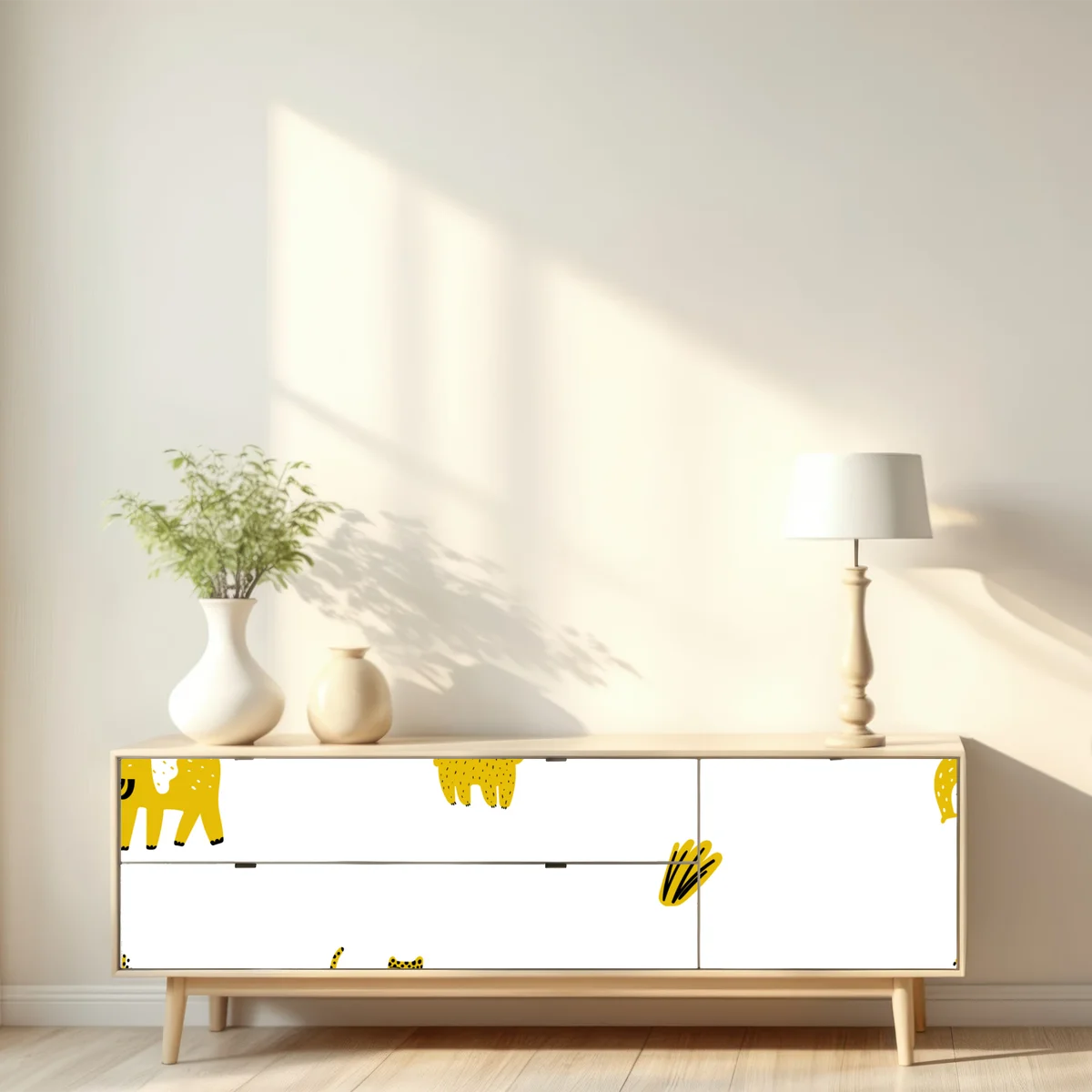 Repositionierbarer Aufkleber verspieltes gelbes safari-tiermuster Repositionierbarer Aufkleber verspieltes gelbes safari-tiermuster