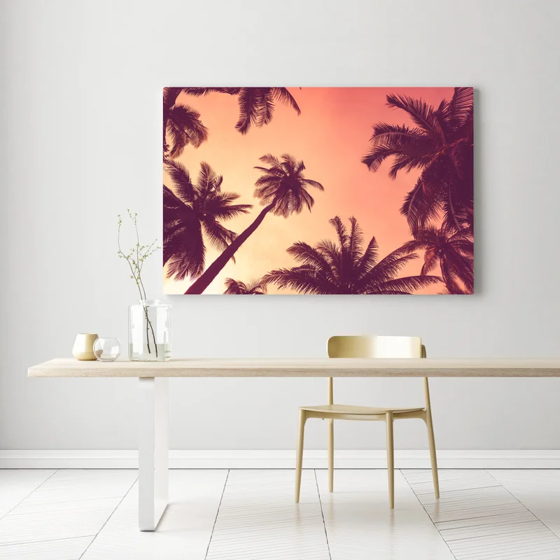 Leinwandbild tropische palmen bei sonnenuntergang Leinwandbild tropische palmen bei sonnenuntergang