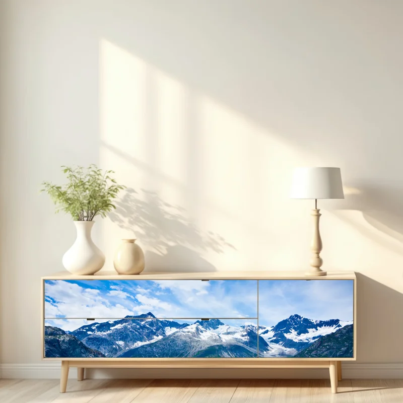 Repositionierbarer Aufkleber schneebedeckte gipfel in Glacier Bay, Alaska