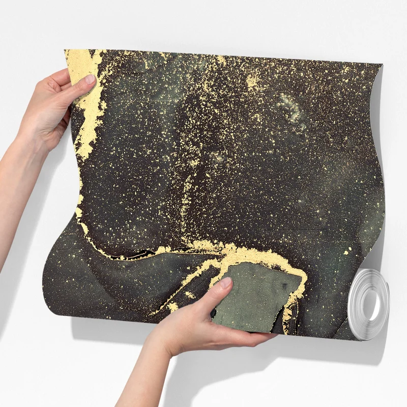 Fototapete türkis und gold fließende abstraktion Fototapete türkis und gold fließende abstraktion