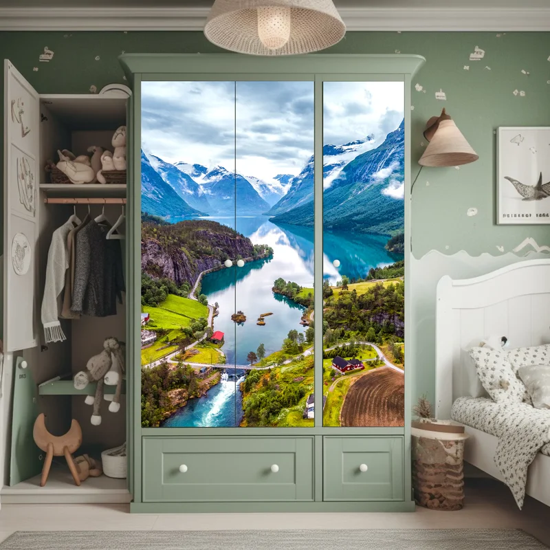 Schrankaufkleber Norwegen fjord aus der luft Schrankaufkleber Norwegen fjord aus der luft