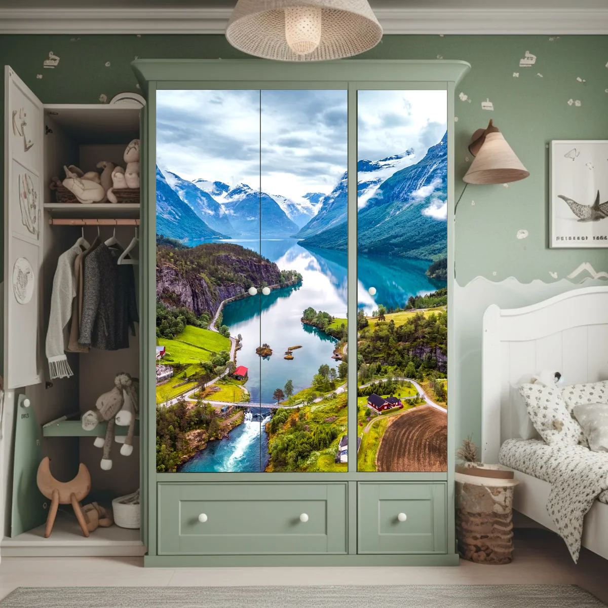 Schrankaufkleber Norwegen fjord aus der luft Schrankaufkleber Norwegen fjord aus der luft