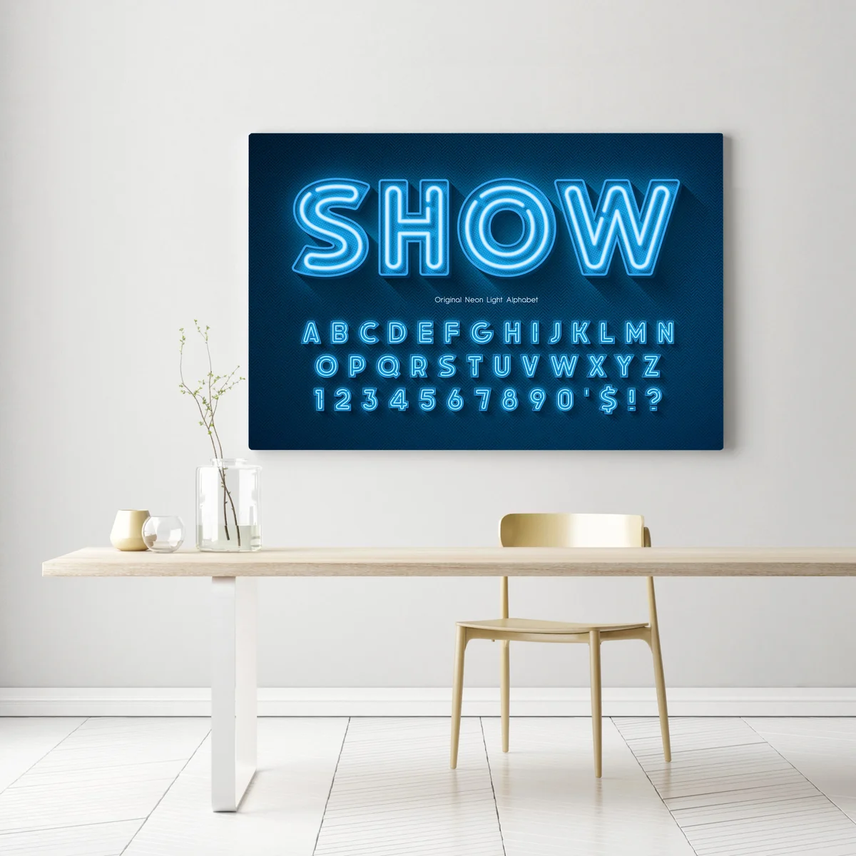 Leinwandbild Neon-Licht 3D-Alphabet, extra leuchtende originale Schrift. • Leinwandbilder bei Wallnifity® Leinwandbild Neon-Licht 3D-Alphabet, extra leuchtende originale Schrift. • Leinwandbilder bei Wallnifity®