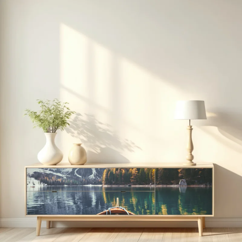 Repositionierbarer Aufkleber sonnenaufgang am Lago di Braies