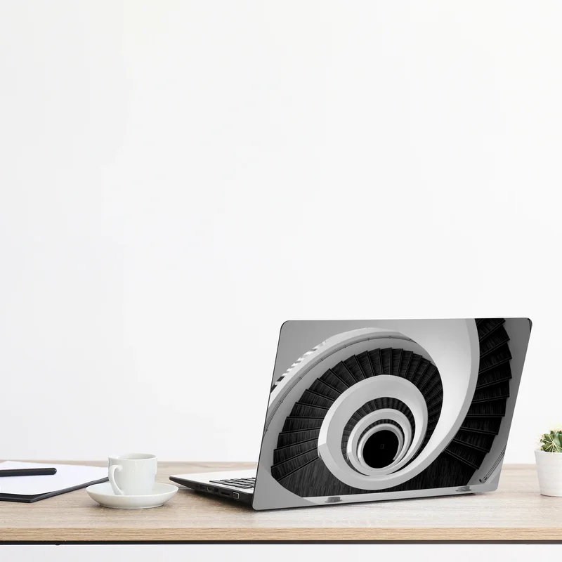 Laptop-Aufkleber spiraltreppe in monochrom