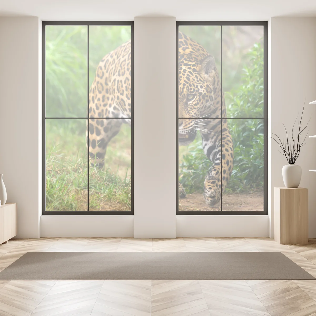 Fensteraufkleber majestätischer jaguar in freier wildbahn Fensteraufkleber majestätischer jaguar in freier wildbahn