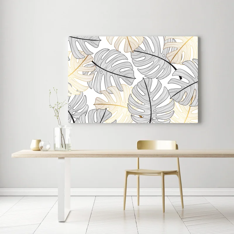 Leinwandbild monstera-blattmuster mit goldakzenten Leinwandbild monstera-blattmuster mit goldakzenten
