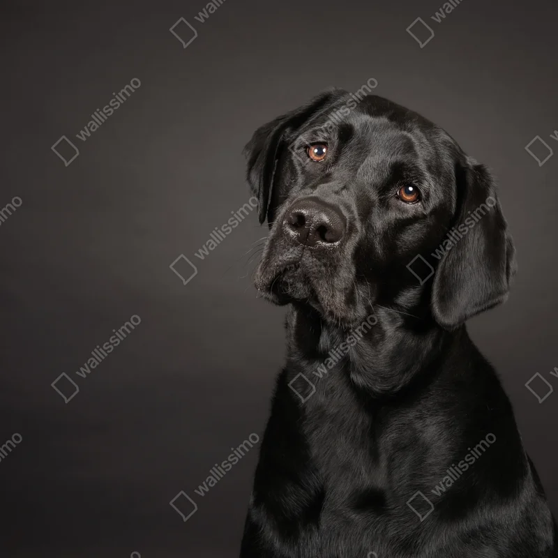 Fototapete studio-porträt eines schwarzen labradors Fototapete studio-porträt eines schwarzen labradors
