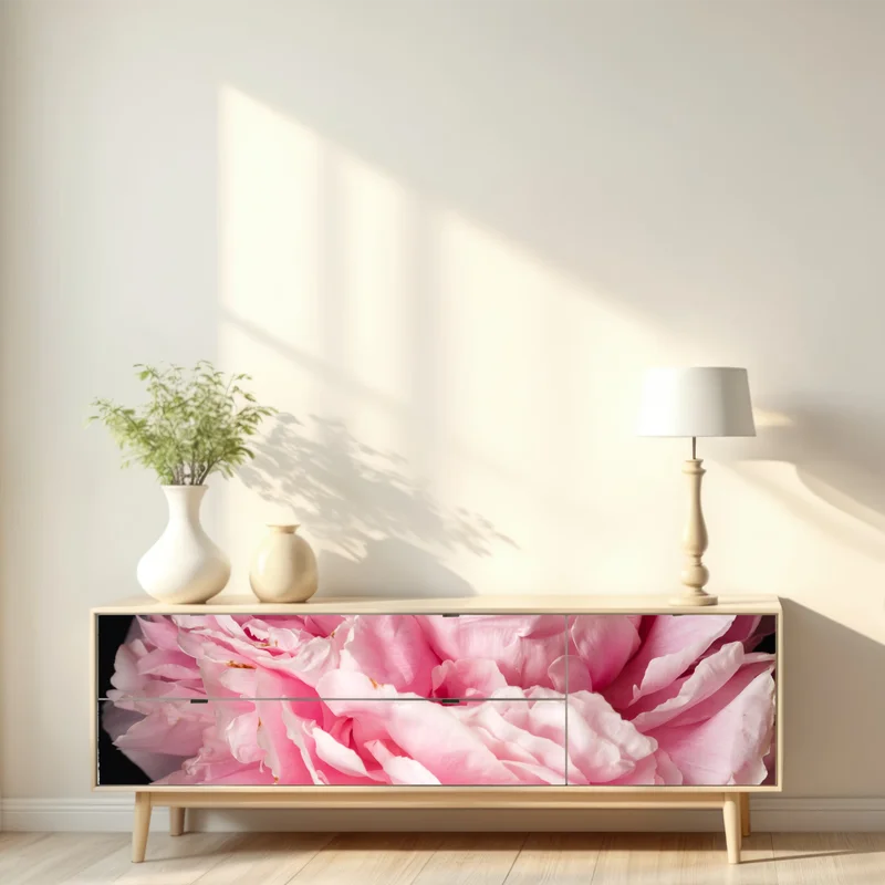 Repositionierbarer Aufkleber zarte rosa pfingstrose nahaufnahme