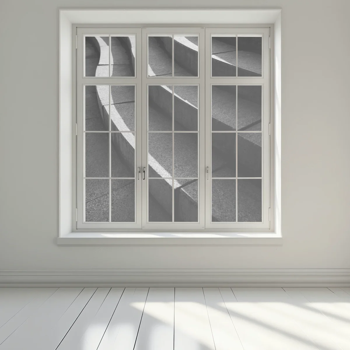 Fensteraufkleber geschwungene betontreppe im schatten Fensteraufkleber geschwungene betontreppe im schatten