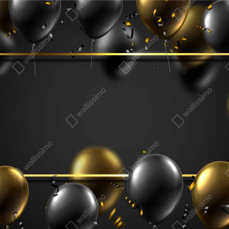 Leinwandbild Festplakat mit rechteckigem Rahmen, schwarzen und goldglänzenden Luftballons und Serpentinen. Urlaubsdesign. Vektorhintergrund. • Leinwandbilder bei Wallnifity® Leinwandbild Festplakat mit rechteckigem Rahmen, schwarzen und goldglänzenden Luftballons und Serpentinen. Urlaubsdesign. Vektorhintergrund. • Leinwandbilder bei Wallnifity®