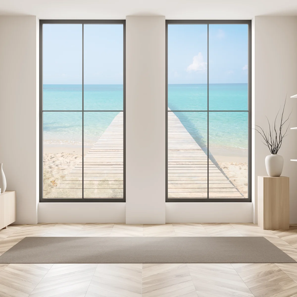 Naklejka na okno drewniany pomost nad turkusowym morzem Naklejka na okno drewniany pomost nad turkusowym morzem