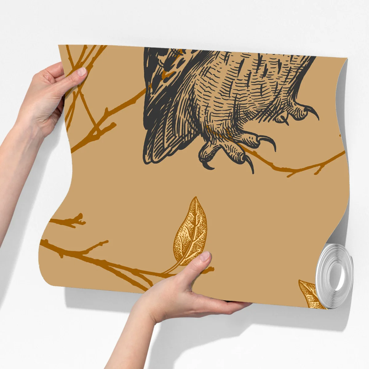 Fototapete goldenes eulenmuster auf beigem hintergrund Fototapete goldenes eulenmuster auf beigem hintergrund