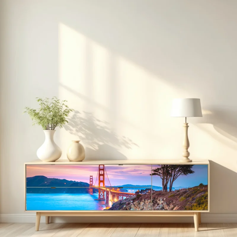 Repositionierbarer Aufkleber Golden Gate Bridge bei dämmerung Repositionierbarer Aufkleber Golden Gate Bridge bei dämmerung