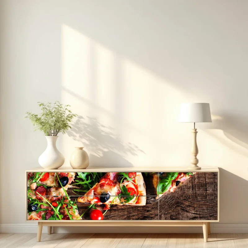 Repositionierbarer Aufkleber heiße pepperoni-pizza nahaufnahme