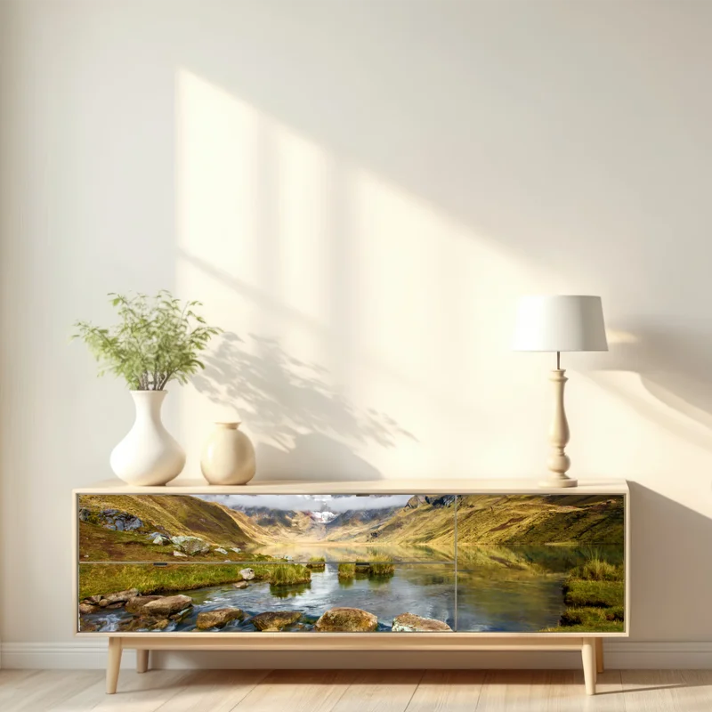 Repositionierbarer Aufkleber majestätischer alpensee