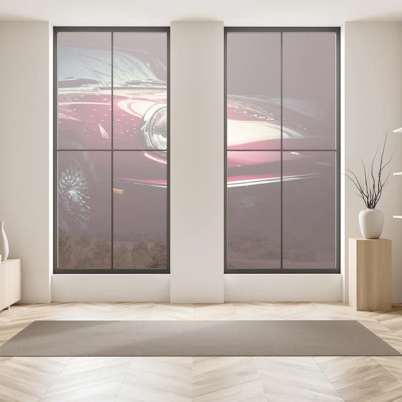 Fensteraufkleber nahaufnahme eines klassischen roten sportwagens Fensteraufkleber nahaufnahme eines klassischen roten sportwagens