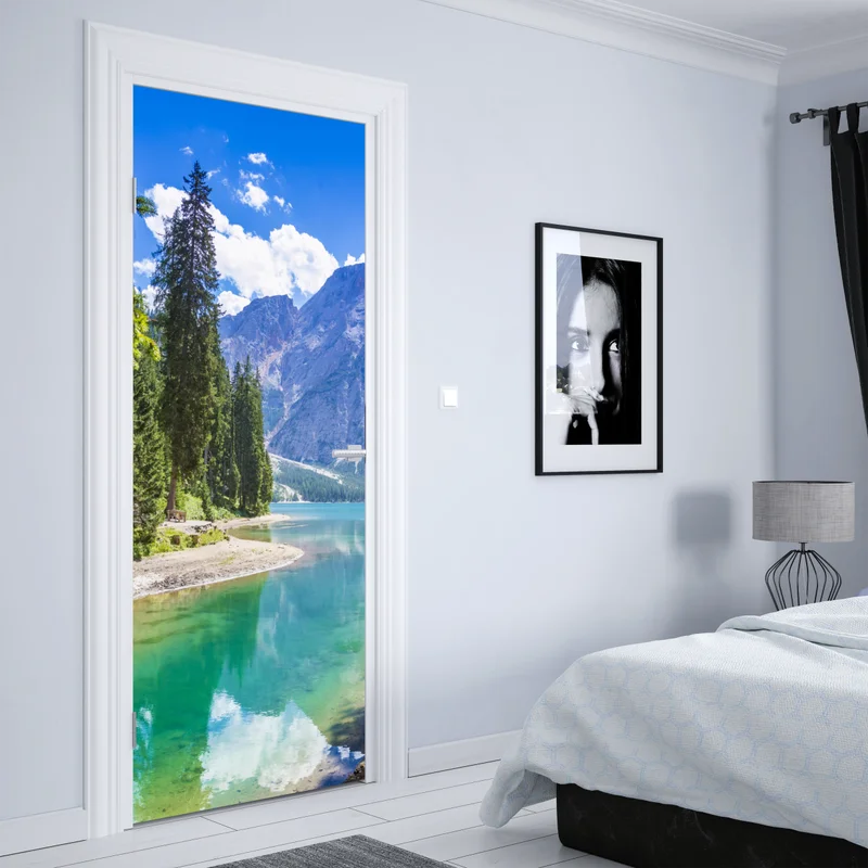 Türaufkleber Pragser Wildsee türkisblauer bergsee Türaufkleber Pragser Wildsee türkisblauer bergsee