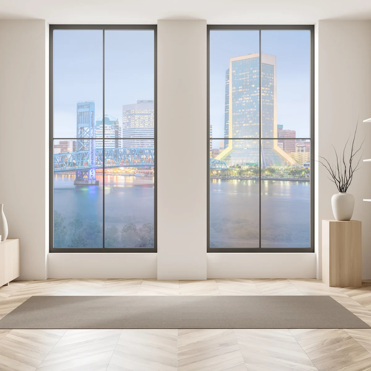 Fensteraufkleber Jacksonville skyline bei dämmerung Fensteraufkleber Jacksonville skyline bei dämmerung