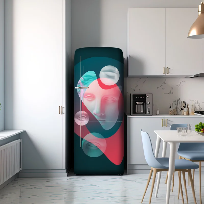 Kühlschrankaufkleber surreales klassisches gesicht im duoton
