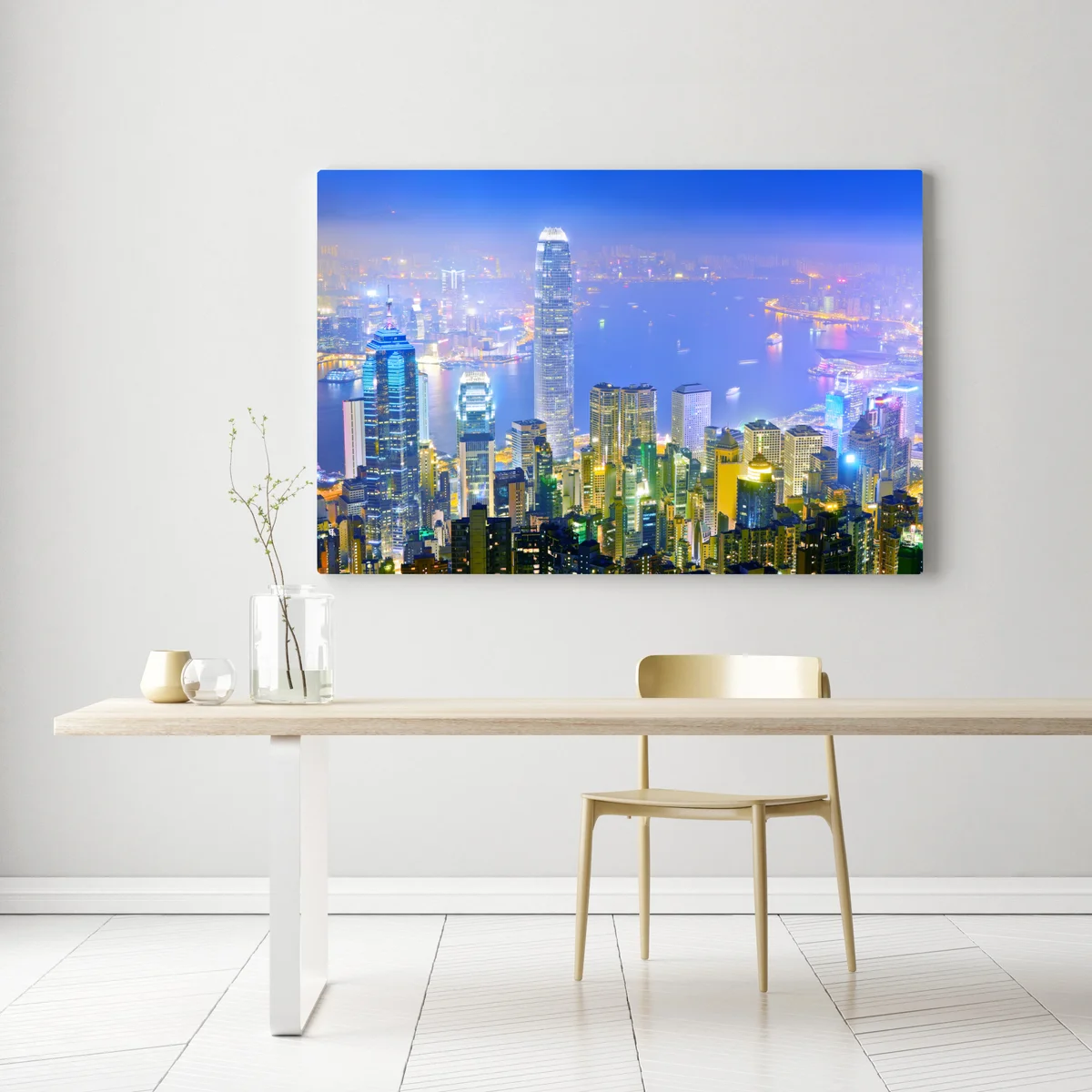 Leinwandbild Hong Kong skyline bei nacht Leinwandbild Hong Kong skyline bei nacht