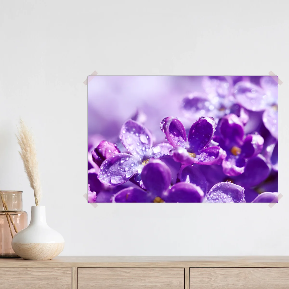 Poster lila fliederblüte mit tau Poster lila fliederblüte mit tau