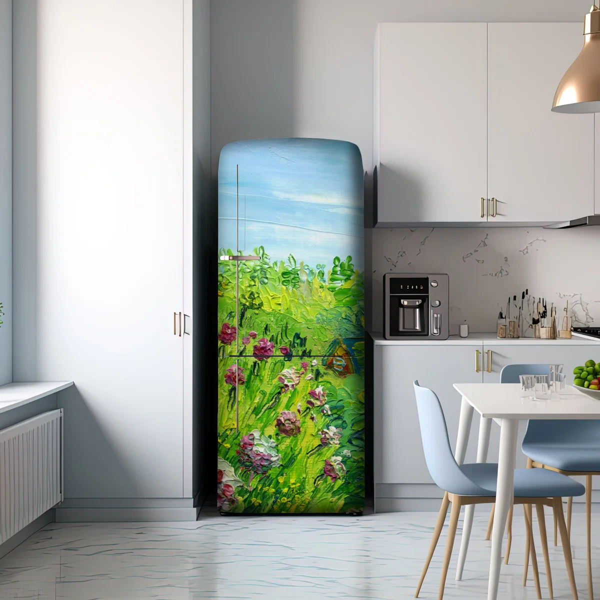 Kühlschrankaufkleber pfingstrosenwiese im frühling — impasto blumenbild Kühlschrankaufkleber pfingstrosenwiese im frühling — impasto blumenbild