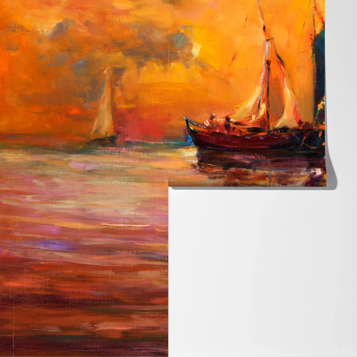 Fototapete goldener sonnenuntergang mit segelbooten Fototapete goldener sonnenuntergang mit segelbooten