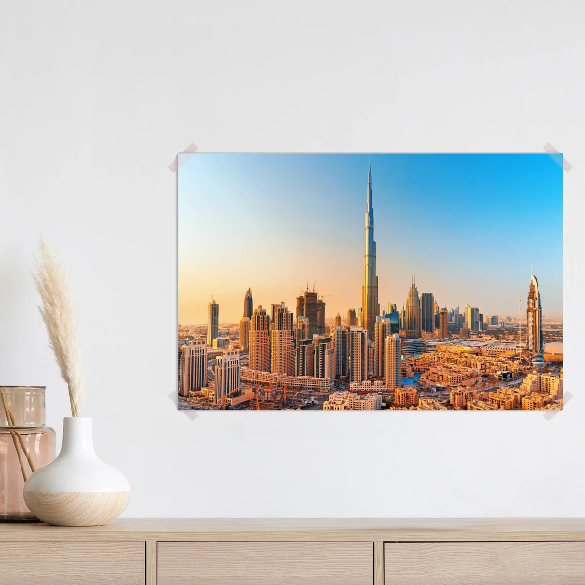 Poster Dubai skyline in der goldenen stunde Poster Dubai skyline in der goldenen stunde
