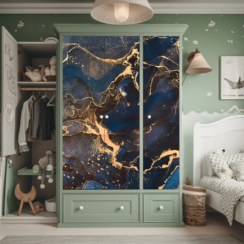 Schrankaufkleber nachtmarmor mit goldenen adern