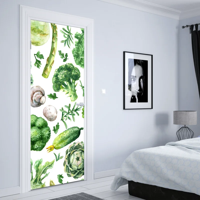 Türaufkleber aquarellmuster grünes gemüse