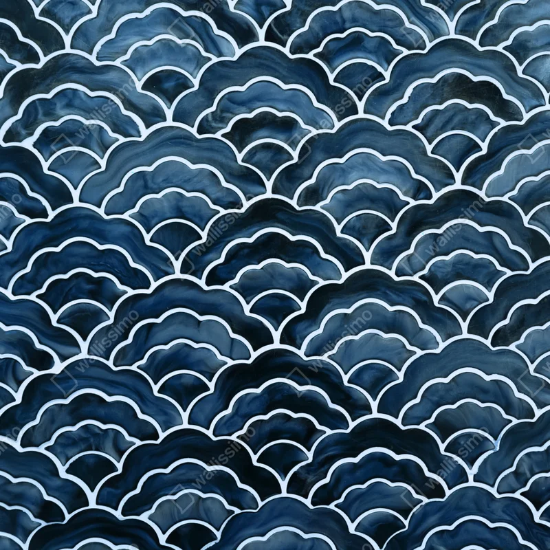 Repositionierbarer Aufkleber japanisches blaues seigaiha-wellenmuster Repositionierbarer Aufkleber japanisches blaues seigaiha-wellenmuster