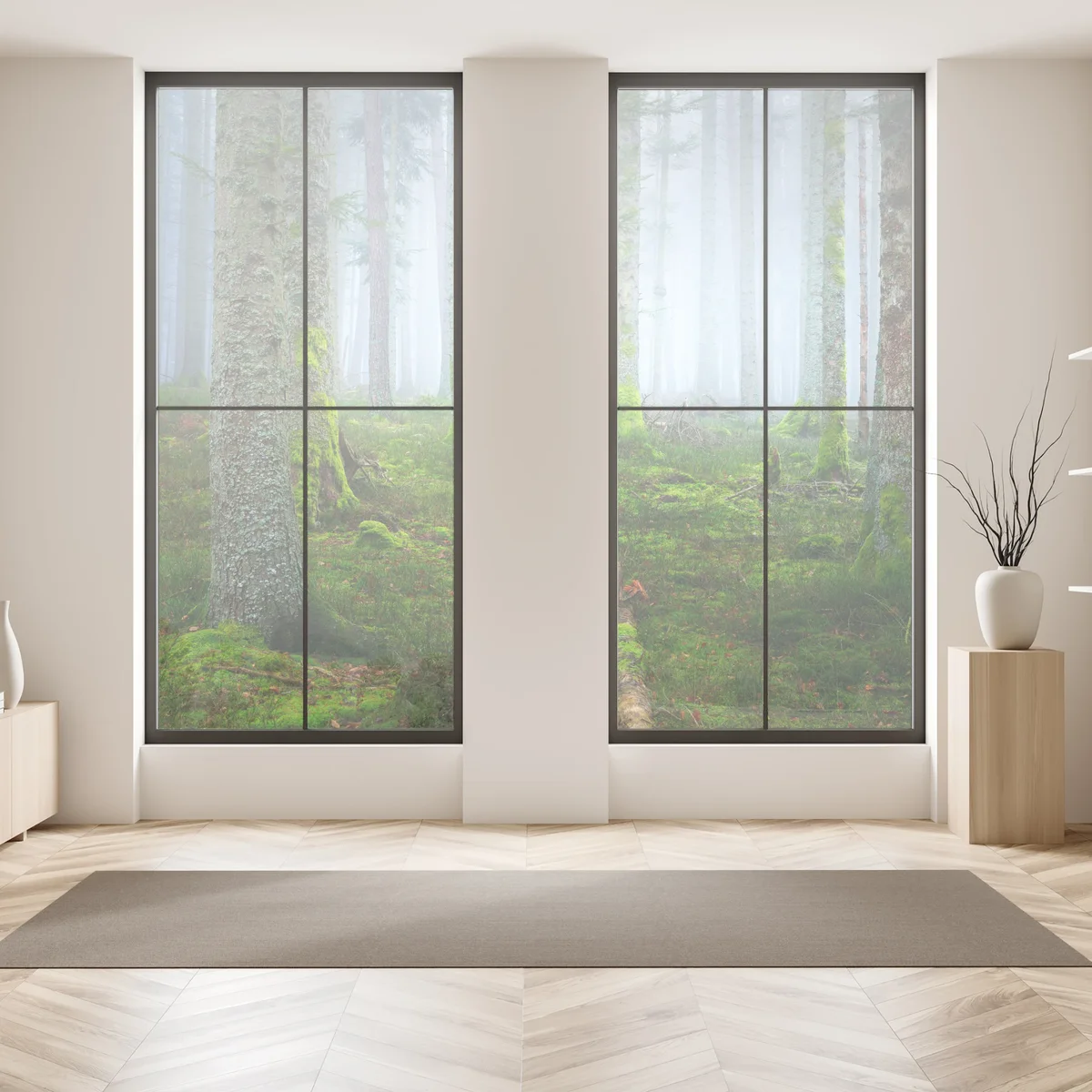 Fensteraufkleber nebliger kiefernwald aus dem Elsass Fensteraufkleber nebliger kiefernwald aus dem Elsass