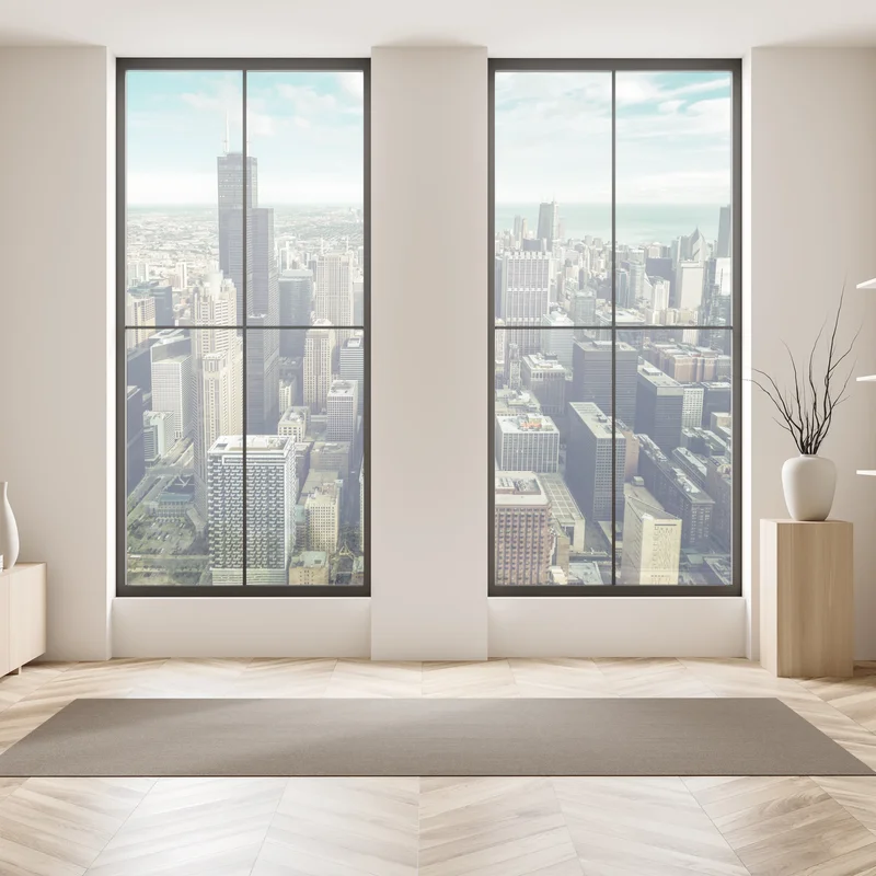 Fensteraufkleber Chicago luftaufnahme skyline in türkis vintage-tönen Fensteraufkleber Chicago luftaufnahme skyline in türkis vintage-tönen