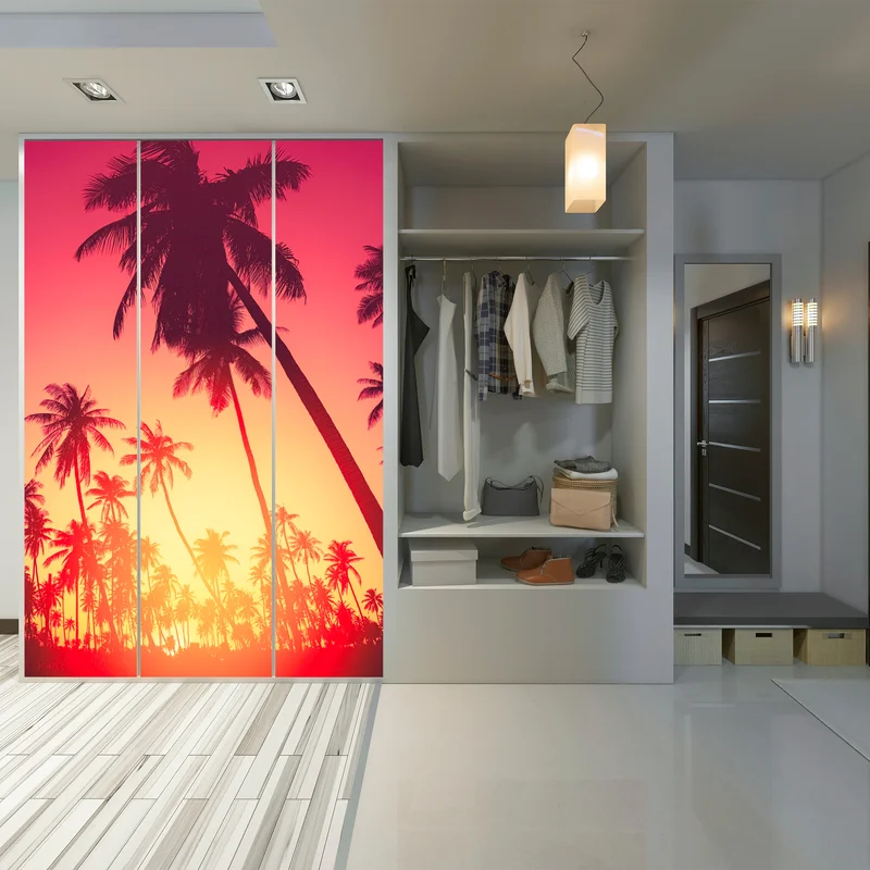 Schrankaufkleber tropischer sonnenuntergang mit palmen Schrankaufkleber tropischer sonnenuntergang mit palmen